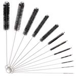 Vicloon Bottle Brush, 12 Pcs Long Bottle Cleaning Brushes, Tube Brush, Kettle Spout Brush, Straw Brush, Nylon Bottle Pipe Cleaner Set for Baby Bottle Tube Pipe Flask Straws Cleaning (Black)