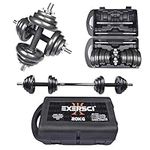 Exersci Cast Iron Adjustable Dumbbell/Barbell Box Set 20 KG - Bicep Curl, Tricep Extension, Bench Press, Upright Row- Fitness Workout Home Gym