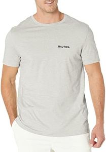 NAUTICA Men's Short Sleeve Solid Crew Neck T-Shirt, Grey Heather, Large