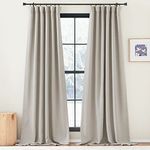 PONY DANCE Elegant Living Room Curtains - Linen Effect Curtains Pencil Pleat Pocket Children's Curtain Bedroom Curtains Blackout Curtains for Interior 2 Pieces, Width 55 x 96 Inch Drop, Angola Grey