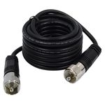 RoadPro RP-12CC 12' CB Antenna Coax Cable with PL-259 Connector,Black