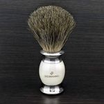 Ivory Shaving Brush Super Badger Hair || New Luxury Collection by JAGSHAVING - Premium New Handle Design Unbreakable Resin & Metal - Perfect for Any Shaving Enthusiast - Hand-Crafted in England