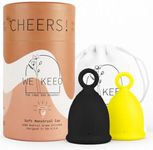 WE KEEO Menstrual Cup - Reusable, Soft & Safe Medical Grade Silicone Period Cup - 12 Hours Comfort - Eco Friendly Tampon & Pad Alternative for Active Lifestyle & Heavy Flow (Yellow & Black)