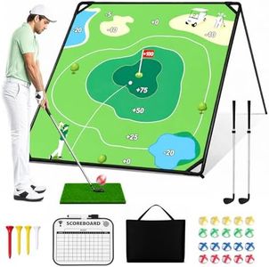Zessfit Golf Chipping Game Set, 71" x 71" Double-Sided Chipping Mat with Sticky Balls, Backyard Indoor Outdoor Golf Practice Game for Adults, Golf Training Aid Gift