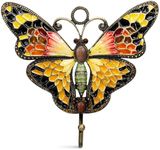 Cottage Garden Bejeweled Yellow and Black Butterfly 5 x 5 Enamel Decorative Hanging Utility Wall Bathroom Mud Room Hook