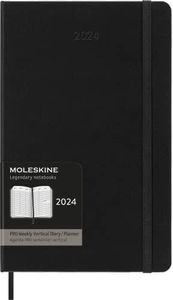 Moleskine Pro 2024 12 Months Hard Cover Vertical Weekly Planner, Black, Large (5 x 8.25 Inch)