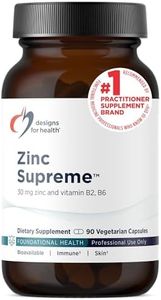Designs for Health Zinc Supreme - 30mg Zinc Bisglycinate Chelate Supplement with Cofactors Taurine, Vitamin B6, B2 + Molybdenum - Immune Support Supplement - Vegan + Non-GMO (90 Capsules)