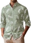 COOFANDY Men's Floral Hawaiian Shirt Long Sleeve Beach Shirt Casual Button Down Shirt