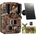 Solareye Trail Camera WiFi Solar Powered, 2.7K 48MP Game Camera with Night Vision Motion Activated with 32GB Micro SD Card, IP66 Waterproof 120° Detection Angle 0.2s Trigger 850nm Low Glow Infrared