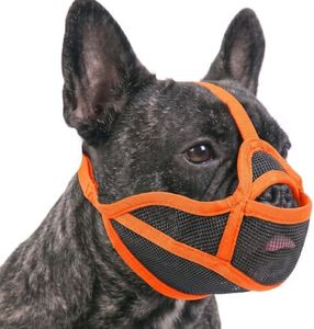 DoggieKit French Bulldog Muzzle, Soft Breathable Short Snout Dog Muzzle with Eye Hole Tongue-Out Pocket, Allow to Drink Feed, Stop Biting Chewing, Adjustable Frenchie Mouth Cover for Small Medium Dogs