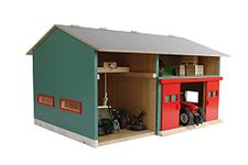 Kids Globe 610816 Workshop with Storage Space (1:32 Scale, Hinged Roof, Movable Gates, Dimensions 41 x 54 x 32 cm, Without Toy Figures and Accessories)