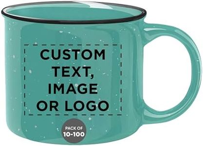 DISCOUNT PROMOS Custom Ceramic Campfire Coffee Mugs 13 oz. Set of 10/50/100, Personalized Bulk Pack - Perfect for Tea, Espresso, Cappuccino, Hot Cocoa - Mint