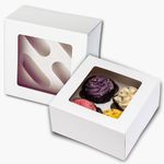 PACK N TRADE 10 Pcs cupcake boxes 4 hole - Multifunction Inserts Deep muffin boxes – White cake box (15.2 x 15.2 x 7.6 cm) with Clear Window - Ideal for Muffins, Cupcakes & Pastries