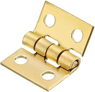 5X Small Mini Decorative Jewelry Cigar Box Hinges Brushed Brass + Nails