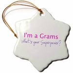 3dRose Im a g-Whats your Superpower-Hot Pink-Funny Gift for Grandma Snowflake Ornament, Multi-Colour, 3-Inch