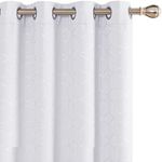 Deconovo Eyelet Curtains, Silver Diamond Foil Printed Room Darkening Curtains for Living Room, 46 x 54 Inch(Width x Length), Silver Grey, One Pair