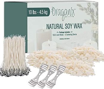 Oraganix DIY Candle Making Kit and Candle Making Supplies - Soy Wax for Candle Making - 10lbs Soy Candle Wax - 150 6-Inch Pre-Waxed Candle Wicks - 3 Metal Centering Devices - Bulk 10 lb Soy Wax Flakes