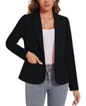 LADI TREND Women Blazers Jacket Classic Blazer Suit Notched Lapel Jetted Pockets (Black XXL)