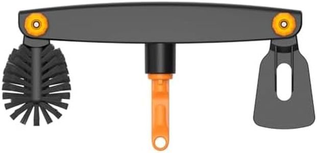 Fiskars OneClick Dachrinnenreiniger, Aufsatz mit Schaber und Bürste, Müheloses Wechseln mit nur einem klick, Einstellbarer Winkel, Schwarz/Orange, 1080698