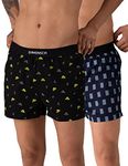 DAMENSCH Men's Cotton Boxer Shorts (Pack of 2) (DAM-PRIN-SBX-SYB-MIB-PACK-2-S_Sydney Black, Miami Blue_S)