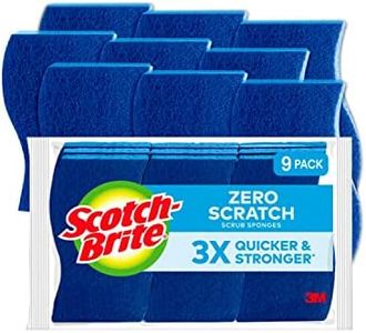 Scotch-Brite Zero Scratch Non-Scratch Scrub Sponges, For Washing Dishes and Cleaning Kitchen, 9 Scrub Sponges, Blue