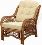 Malibu Lounge Living Accent Armchair Natural Rattan Wicker Handmade Design with Cushion