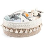 Maliton Nappy Caddy, Bohemian Large Cotton Rope Diaper Caddy, Sturdy Portable Nursery Baby with Detachable Compartments, Essentials for Newborn, Storage Basket as Shower Gifts, XL