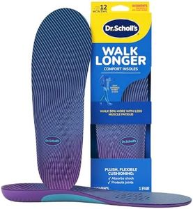 Dr. Scholl's Walk Longer Insoles for Women - Comfortable Plush Foam Cushioning Inserts for Walking, Hiking, and Standing on Feet All-Day with Arch Support - Walk 50% Longer Without Muscle Fatigue