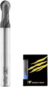 SPEED TIGER Micrograin Carbide Ball Nose End Mill - 2 Flute - ISB1/8"2T (5 Pieces, 1/8") - for Milling Alloy Steels, Hardened Steel, Metal – Mill Bits Sets for DIYers & Professionals