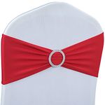 Spandex Chair Sashes Bows - Babenest Premium Stretch Chair Cover Band with Buckle Slider Universal Elastic Chair Ties for Wedding Party Ceremony Reception Banquet Decoration (100, Red)