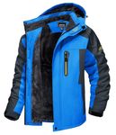 MAGCOMSEN Winter Jacket Men Waterproof Skiing Jackets Fleece Lining Warm Jackets Mens Windproof Outdoor Snow Coats With Fur Hood Blue