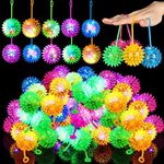 Sotiff 27 Pcs Light up Ball Spiky LED Bouncy Ball Flashing Squeaky Ball Multicolor Puffer Balls Stress Relief Balls Rubber Sensory Toy Carnival Prizes Bulk Party Favors for Teens, Adults, Children