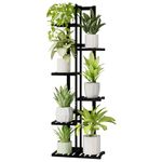 Bamworld Plant Stand Indoor Corner Plant Shelf for Multiple Plants Tall Tiered Flower Stand Plant Rack for Window Garden Balcony Home Decor Living Room Bedroom(Black-6 Tier)