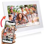 Grouptronics Gallery10 Easy To Use Wi-Fi Digital Photo Frame – 10 Inch, Send Photo or Video Via Free Phone App - Touch Screen, Auto Sleep & Rotate, Landscape or Portrait, 16GB - White