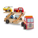 Melissa & Doug Wooden Emergency Vehicle Carrier, Magnetic Wooden Cars & Truck Toy | Wooden Toys for 3 Year Old Boy Gifts | Toy Car Set | Toddler Toy Cars for 3+ Year Old Boys & Girls 3 4 5 7