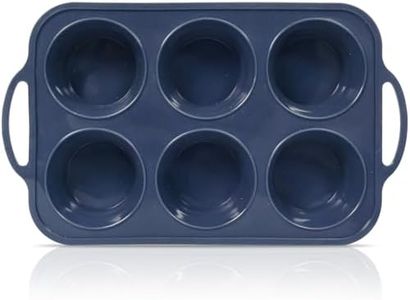 Folksy Super Kitchen Jumbo Silicone Muffin Pan with Metal Frame, Non Stick Silicone Cupcake Pan with Handles 6 Cup, BPA Free Silicon Muffin Tin Tray Extra Large for baking, egg bites,Cupcake Mold Grey