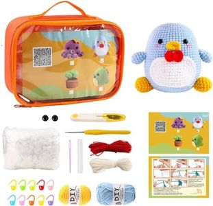Cute Animal Pattern Crochet Starter Kit for Beginners - Complete Set for Adults and Kids - DIY Penguin Project