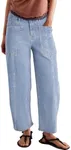 EVALESS Barrel Jeans for Women Trendy Boyfriend Denim Cropped Pants with Pockets Beau Blue Petite Size 4