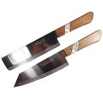 Kiwi Knife Cook Utility Knives Cutlery Steak Wood Handle Kitchen Tool Sharp Blade 6.5" Stainless Steel 1 set (2 Pcs) (No.171,172)