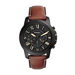 Fossil Men's Grant Quartz Leather Chronograph Watch, Color: Black, Brown (Model: FS5241), Brown/Black IP, One Size, Chronograph