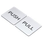 PATIKIL Push Pull Door Sign, 4 Pack Self-Adhesive Square Acrylic Gate Sticker Wall Marker for Office Store Shop, Silver