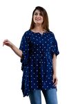 Gudwear Rayon Printed Stylish Kaftan Top for Women/Girls Navy Blue