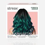 Streax Hair Colour Highlight Kit | Green Hair Colour, Forest Green - Pack of 1 I Enriched with Walnut & Argan Oil I Hair Colour for Women | Rich, vibrant, Easy to use, DIY Application