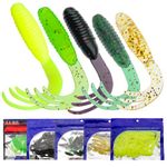 Gefischtter 100PCS Soft Fishing Lures Plastic Grub Tail Bait Worm Lure Swimbaits Tubes Baits for Bass Trout Saltwater Freshwater Fishing Kit