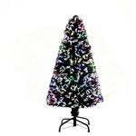 6Ft/180cm Fibre Optic Christmas Tree with Multicolour Changing LED Lights Decorations - Pre-Lit Green Artificial Xmas Tree Colourful Lights