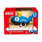 BRIO Push & Go Airplane Toddler Toys for Ages 12 Months Up (Kids 1 Year Old) - Blue Aeroplane