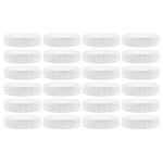 Two Dozen Wide Mouth Plastic Mason Jar Lids (24-Pack Bundle); 2 Dozen Unlined White Ribbed Lids, 86-450 Size