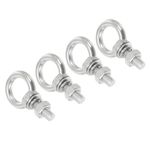 uxcell M4x30 3/16"x1.18" Stainless Steel Eye Bolts Threaded Screw Eyebolt Shoulder Ring with Nuts Washers for Lifting Hanging, 4 Set