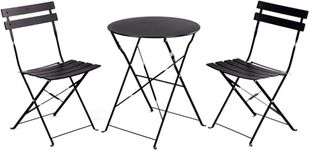 Grand Patio Premium Frame Patio Bistro Set, Folding Outdoor Patio Furniture Sets, 3 Piece Patio Set of Folding Patio Table and Chairs, Black