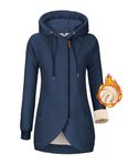 Voqeen Womens Zip Up Hoodies Fleece Jackets Oblique Zipper Hoody Sweatshirt Coat Fall Outfits Sweaters with Pockets(Navy,XXL)